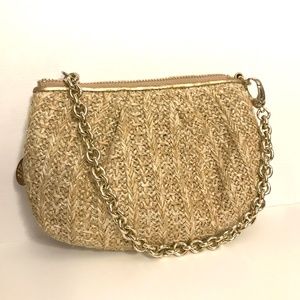 Henri Bendel sparkling straw bag wristlet